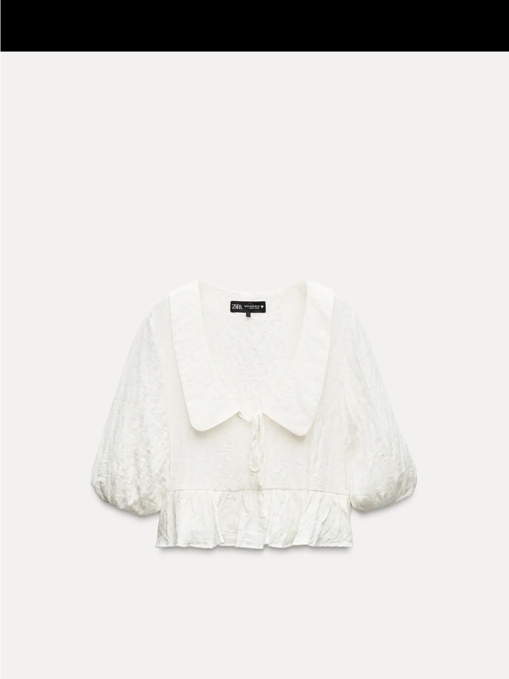Zara Cream Ruffle Tie-Front Peplum Blouse